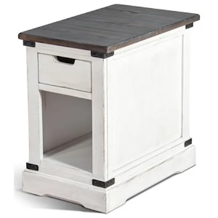 Rustic Chair Side Table with Open Shelf